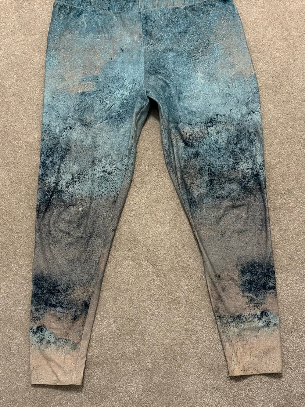 Soft Surroundings Marble-Effect Leggings in Teal and Taupe